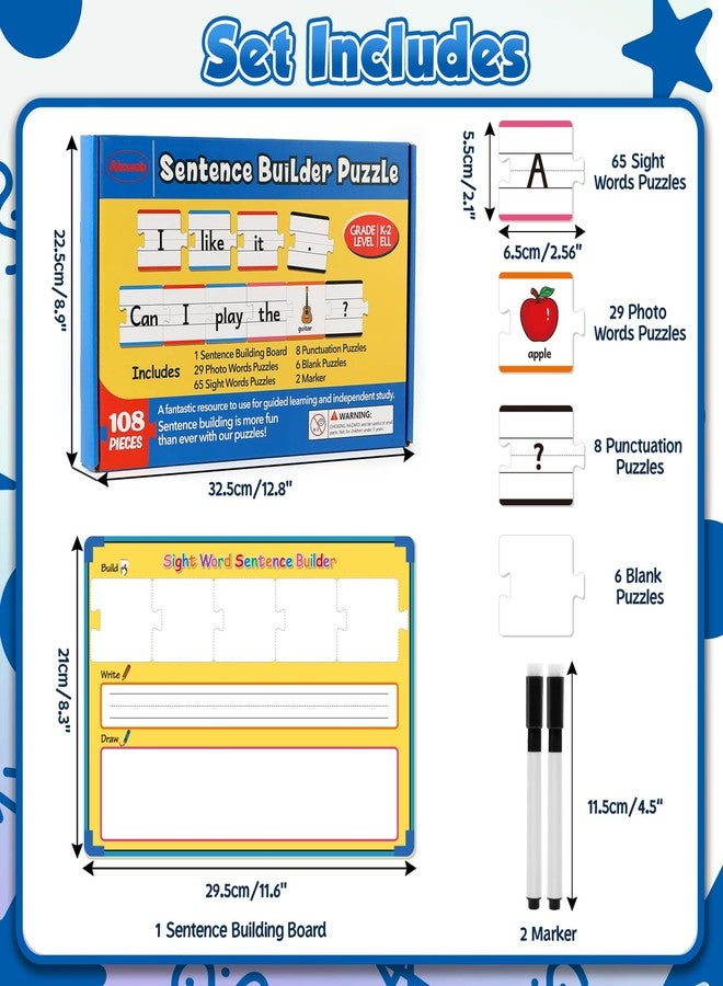 Aizweb Sentence Building Games,Sight Word Puzzles for Kids Kindergarten 1st 2nd Grade Classroom Must Haves,Montessori Phonics Reading Learning Games,Speech Therapy Special Education Toy for Teacher - Image 5